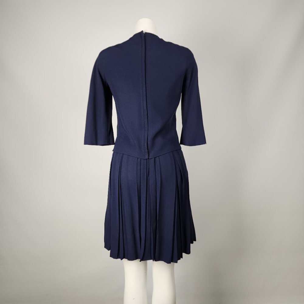 Teal Traina New York 1960s Navy Blue Top & Dress Set Size XS - Picture 9 of 15